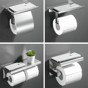 YOTO noir porte-papier hygiénique en acier inoxydable support de rangement pour téléphone rouleau sans poinçon papier toilette serviettes boîtes accessoires de salle de bain - Product Image 3
