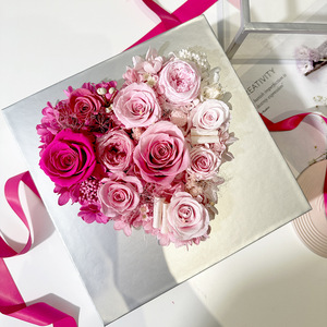 Scatola Regalo Quadrata in Acrilico con Fiori Conservati, Rosa Floyd Romantica con Nastro, per Compleanno, San Valentino, Laurea, Vendita all'Ingrosso - Product Image 3