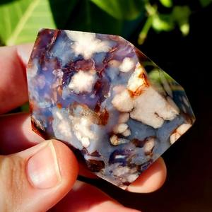 Wholesale High Quality Natural Healing Crystal Blue Flower Agate FreeForm/Palm Stone <b>Ornament</b> for Home Decoration Holiday Gifts - Product Image 6