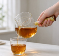 Carafe à café en verre borosilicate avec poignée latérale dorée étincelante, bec large, résistante à la chaleur, pour le thé et l'eau
