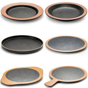 Melamine <b>Plate</b> Round <b>Black</b> Flat Steak <b>Plate</b> Pizza Tray Commercial Use Hotel Coffee Tea Party Serving Dish - Product Image 1