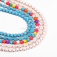Perles en forme de feuille et d'étoile en turquoise blanche et bleue, pierres colorées pour bijoux et sacs Ywzitian FY104