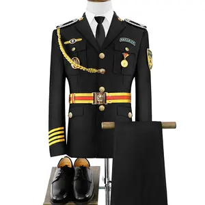 卸売 警備員の制服アクセサリーベルト-ベルト付きの新しいブラックオフィサーセキュリティジャケットセキュリティガードユニフォーム