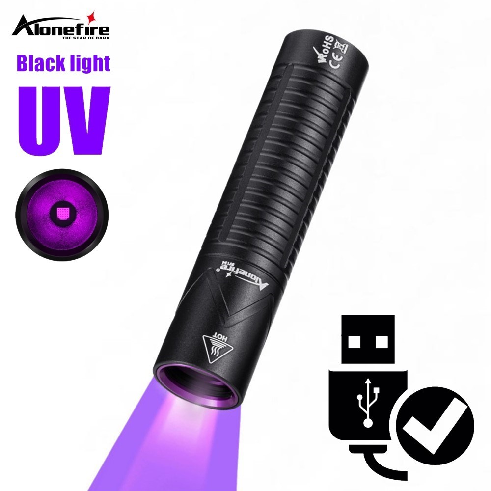 365nm UV Led Flashlight Industrial USB Rechargeable Powerful Mini Ultraviolet Lamp for Pet Urine Tinea Stain Money Ore Detection