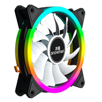 Ventilateur de boîtier PC SNOWMAN EF120-ARGB-BK 120mm Noir ARGB 45CFM avec Halo extérieur, PWM, roulement hydraulique, synchronisation 5V 3 broches, vente en gros