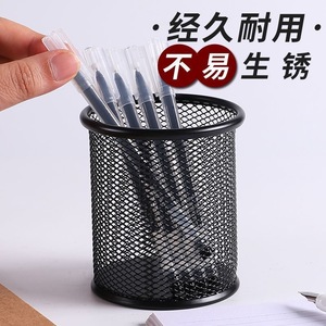 Porte-stylo rond en métal Zhongchang, organisateur de bureau noir, conteneur de papeterie, design en maille - Product Image 4