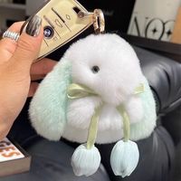 Porte-clés en peluche imitation lapin de dessin animé mignon, mini poupée en peluche, breloque pour livre et sac, cadeau