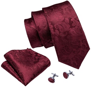 <span class=keywords><strong>Cravate</strong></span> pour hommes, livraison gratuite, Logo personnalisé, motif Floral, rayures Paisley, en soie, rouge, vente en gros, - Product Image 3