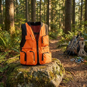 Chaleco de fotografía multibolsillo de Color sólido 100% Taslon Ropa de trabajo duradera con impresión de logotipo para fotógrafos - Product Image 5