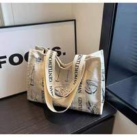 Tas Tote Kanvas Katun Wanita Berkualitas Tinggi dengan Logo Kustom Grosir Pabrik Tas Belanja Cetak Huruf Modis