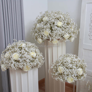 Arrangement de <span class=keywords><strong>mariage</strong></span> boules de fleurs artificielles en soie rose blanche haleine de bébé fleur en plastique bon marché-boule-centres de <span class=keywords><strong>table</strong></span> fleur déco - Product Image 2
