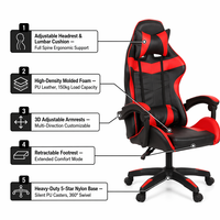 Chaise de jeu ergonomique en cuir PU pour PC Gamer avec repose-pieds LED, pivotante et inclinable, pour bureau et domicile
