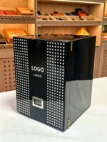Humidor vertical pour cigares avec logo personnalisé, 4 niveaux, plateau en cèdre espagnol, hygromètre numérique, boîte de vieillissement pour cigares cubains