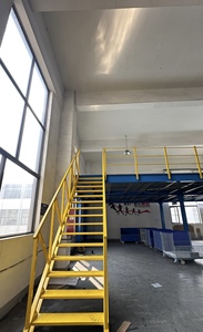 Heavy Duty Steel Mezzanine <b>Rack</b> 3 Layer Powder Coated Blue With Steel Grating Floor Industrial Storage System - Product Image 4