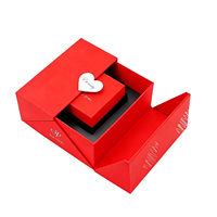 Caja Rígida Magnética de Doble Puerta Roja Personalizada de Lujo, Caja de Regalo Portátil Ecológica de Cartón de Alta Gama para Cosméticos