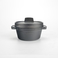 Mini cocotte en fonte pré-assaisonnée avec couvercle et deux poignées, petite casserole individuelle