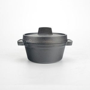 Mini <span class=keywords><strong>cocotte</strong></span> en <span class=keywords><strong>fonte</strong></span> pré-assaisonnée avec couvercle et deux poignées, petite casserole individuelle - Product Image 1