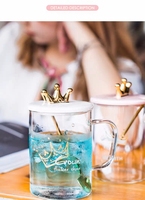 Mug à eau et à lait transparent écologique de forme élégante avec mélangeur et couvercle en verre, cadeau d'affaires