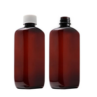 Bouteilles d'arc liquide de médecine en plastique de 500ml rond carré 16oz ambre PET sirop contre la toux avec étiquettes