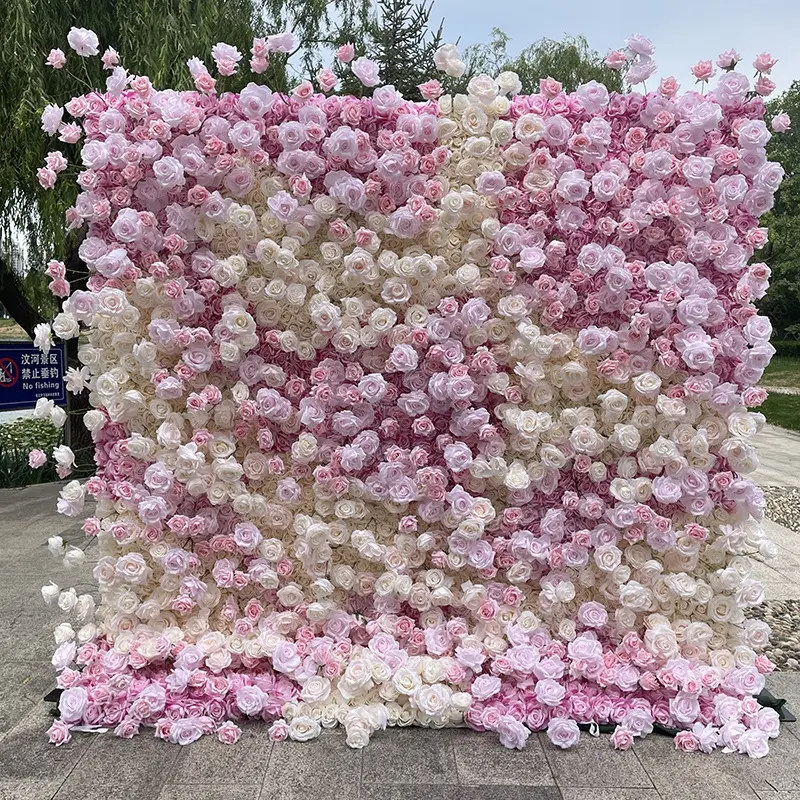 Özel 3D kumaş Flowerwall düğün yapay ipek gül çiçek duvar paneli zemin yapay çiçek dekoratif çiçekler duvar