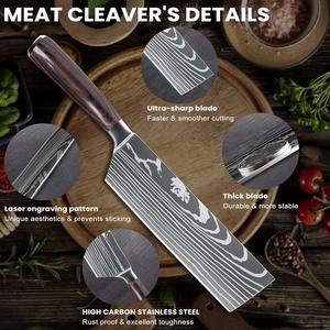 Cuchillo Nakiri de 7 pulgadas-Rebanador de carne súper afilado y cuchillo de cocina para verduras, mango Pakamu, un regalo para hombres y mujeres - Product Image 5