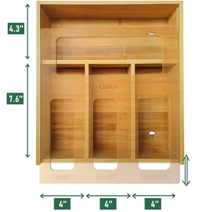 Bamboo Ziplock <b>Bag</b> <b>Storage</b> Organizer for Drawer, Pull-Out Top Cover Plastic <b>Bag</b> Organizer - Product Image 5
