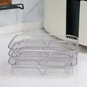 Estante para freidora de aire, cesta de refrigeración de malla de acero inoxidable de grado alimenticio, cesta para asar a la parrilla para uso en panadería, platos para hornear, sartenes - Product Image 3