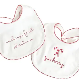 Bavoirs solides monogrammés personnalisés en gros Bavoirs pour bébés en mousseline de coton respirante pour nouveau-nés
