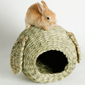 Konijn <span class=keywords><strong>Totoro</strong></span> Kat Cavia Veilig Ontsnappingshuis Natuurlijke Milieubescherming Gras Nest Duurzame Grot Huis Voor Huisdieren Bedden - Product Image 3