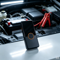 Démarreur de voiture portable avec panneau de commande à anneau orange, booster de batterie d'urgence haute puissance 12V pour le démarrage des véhicules