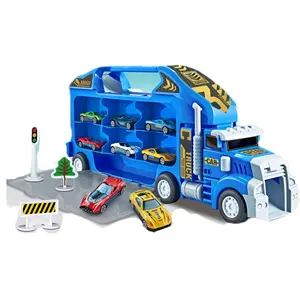 Обучающая игрушка, металлический автомобиль, грузовик для хранения, игрушки для детей, набор с подсветкой и музыкой, интересная металлическая модель автомобиля из литья под давлением