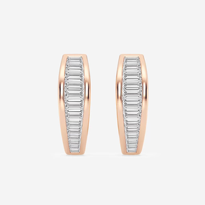 5/8 Ctw Baguette Lab Grown Diamond Huggie <b>Hoop</b> <b>Earrings</b> Elegant Modern Jewelry For Everyday Wear Special Occasions - Product Image 1