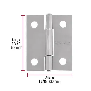 Borsa Master con 36 unità con 2 cerniere rettangolari 1-1/2 ', acciaio lucido - Product Image 3