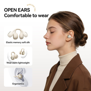 Auriculares Bluetooth M160 con Textura <span class=keywords><strong>de</strong></span> Cuero, Diseño Abierto, con Estuche <span class=keywords><strong>de</strong></span> Carga LED <span class=keywords><strong>2</strong></span> en 1 y Espejo <span class=keywords><strong>de</strong></span> Maquillaje, Auriculares Deportivos Inalámbricos OWS - Product Image 5