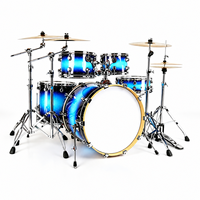 Nouveau produit, batterie acoustique en métal de haute qualité, 5 pièces, kit complet avec 4 cymbales, réglable et pliable, pour batteurs professionnels