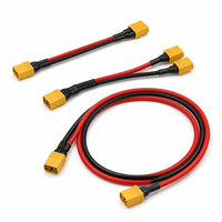 كابل توصيل XT60 مع سلك سيليكون 12AWG مطلي بالذهب، تيار عالي 60 أمبير، 4x XT30 ذكر، 600 فولت، طول قابل للتخصيص