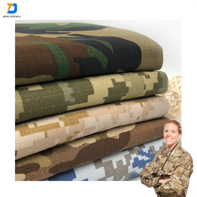 Jinda Tc 80/20 C Ripstop Twill Stof For100 Polyester 195gsm Twill Spandex Rayon Katoen Camouflage Uniform