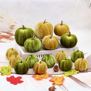 Venta al por Mayor de Calabazas de Espuma y Terciopelo Hechas a Mano, Duraderas, para Decoración de Bodas, Acción de Gracias y Otoño - Product Image 2