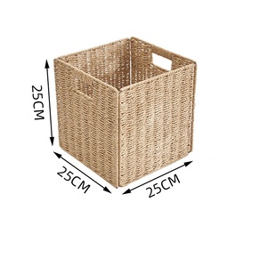 Vintage Foldable 9 <strong>10</strong> Inch <strong>Storage</strong> <strong>Basket</strong> Set of 2 Hand-Woven with Handles Wicker <strong>Baskets</strong> for Organizing Bedroom Shelves - Product Image 5