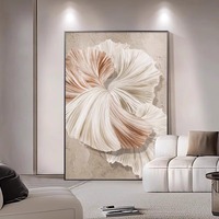 Peinture murale abstraite 3D personnalisée à la main, fleur blanche, peinture à l'huile pour salon, chambre à coucher, décoration intérieure, supporte la base en toile