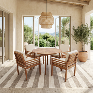Chaise de jardin contemporaine en rotin pour l'extérieur, pliable, éco-responsable, avec structure en bois massif, idéale pour restaurant, hôtel, cuisine, cour, villa - Product Image 5