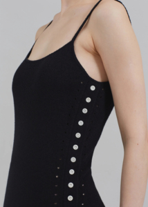 Novedad de verano, <span class=keywords><strong>Vestido</strong></span> con <span class=keywords><strong>tirantes</strong></span> de temperamento ajustado acanalado para mujer, <span class=keywords><strong>vestido</strong></span> <span class=keywords><strong>Midi</strong></span> con abertura y <span class=keywords><strong>botones</strong></span> de punto Sexy - Product Image 3