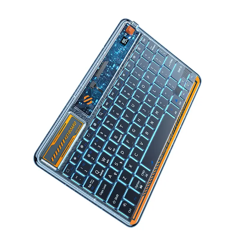 Keyboard Pad Bluetooth transparan, papan ketik Tablet Apple eksternal nirkabel, Mouse Kombo dapat diisi ulang