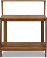 Banc de jardin Sunnydaze en bois de meranti de 42 pouces, écologique, avec étagère de rangement, mobilier de jardin et de patio en bois dur