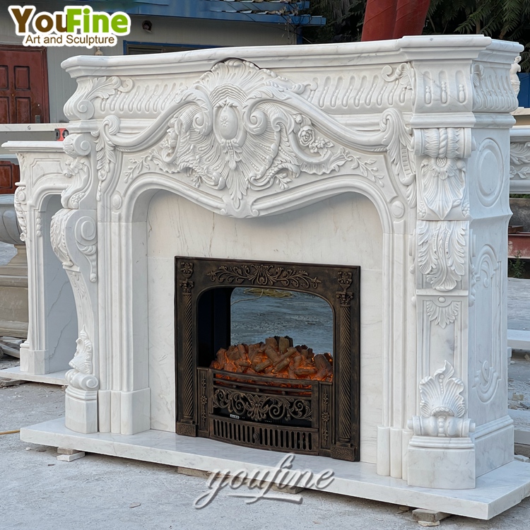Стандартный Размер Европейский белый натуральный камень мраморный камин для дома