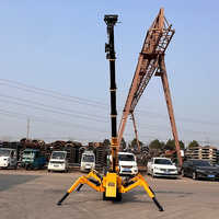 Mini-grue araignée de 1 tonne, grue télescopique hydraulique sur chenilles, équipement de levage portable pour opération en intérieur en entrepôt