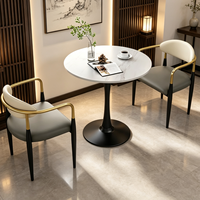 Ensemble table et chaises de conférence en dalles de pierre, style nordique, luxe abordable, petite table ronde pour salons de thé tendance et compactes