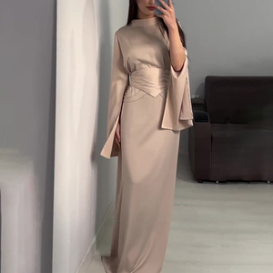 GX abito modesto Ssica Satin Ssica abbigliamento islamico modesto moda donna abito in raso abiti caftano donna modesto <span class=keywords><strong>Dre</strong></span> - Product Image 1