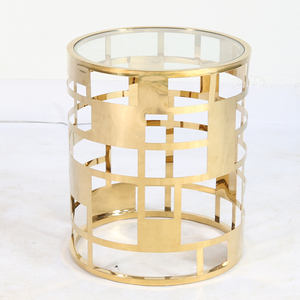 Thiết kế hiện đại khung thép không gỉ kim loại cơ sở vòng cuối bảng Glass <span class=keywords><strong>Top</strong></span> phòng khách bảng bên - Product Image 4