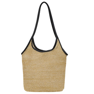 Bolso <span class=keywords><strong>de</strong></span> mano <span class=keywords><strong>de</strong></span> hombro hueco con logotipo personalizado para mujer, <span class=keywords><strong>de</strong></span> moda, grande, <span class=keywords><strong>de</strong></span> mimbre tejido, para <span class=keywords><strong>playa</strong></span>, verano, tipo cubo, <span class=keywords><strong>de</strong></span> paja - Product Image 2